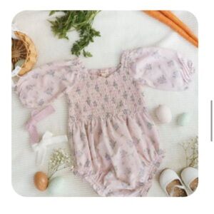 Baby Teagan Romper | Purple Gingham | 6-9 mo